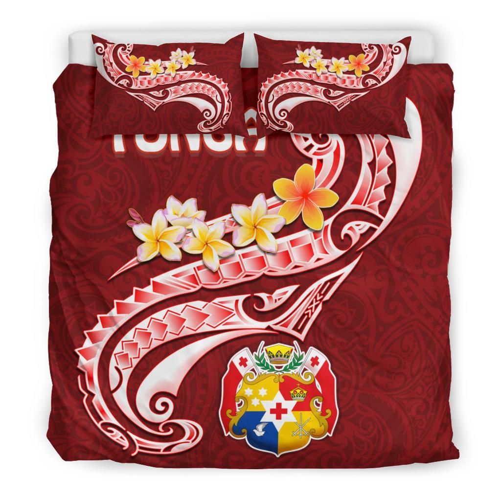 Tonga Bedding Set - Tonga Coat Of Arms With Polynesian Patterns