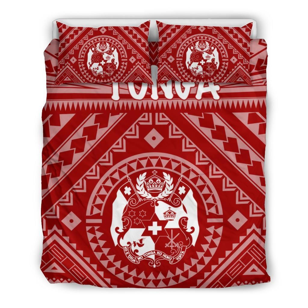 Tonga Bedding Set - Tonga Seal With Polynesian Tattoo Style (Red)