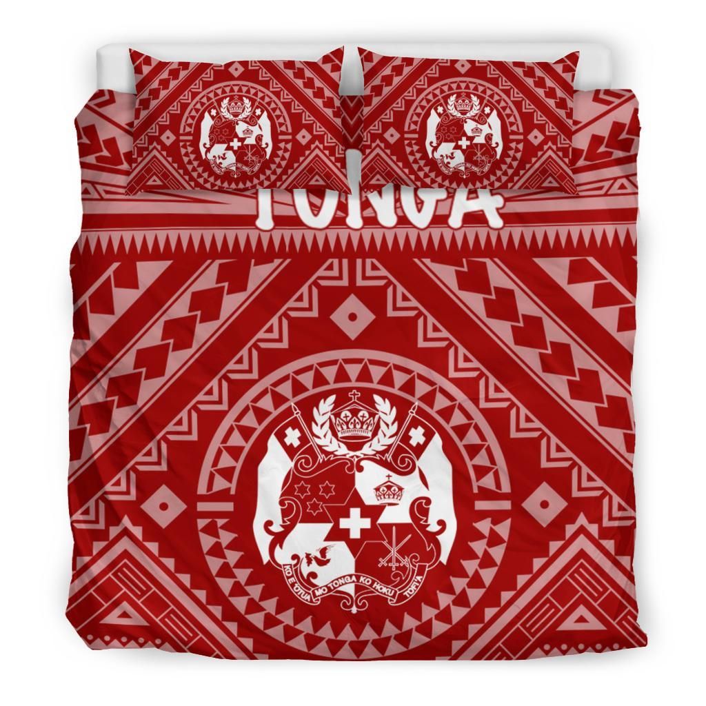 Tonga Bedding Set - Tonga Seal With Polynesian Tattoo Style (Red)