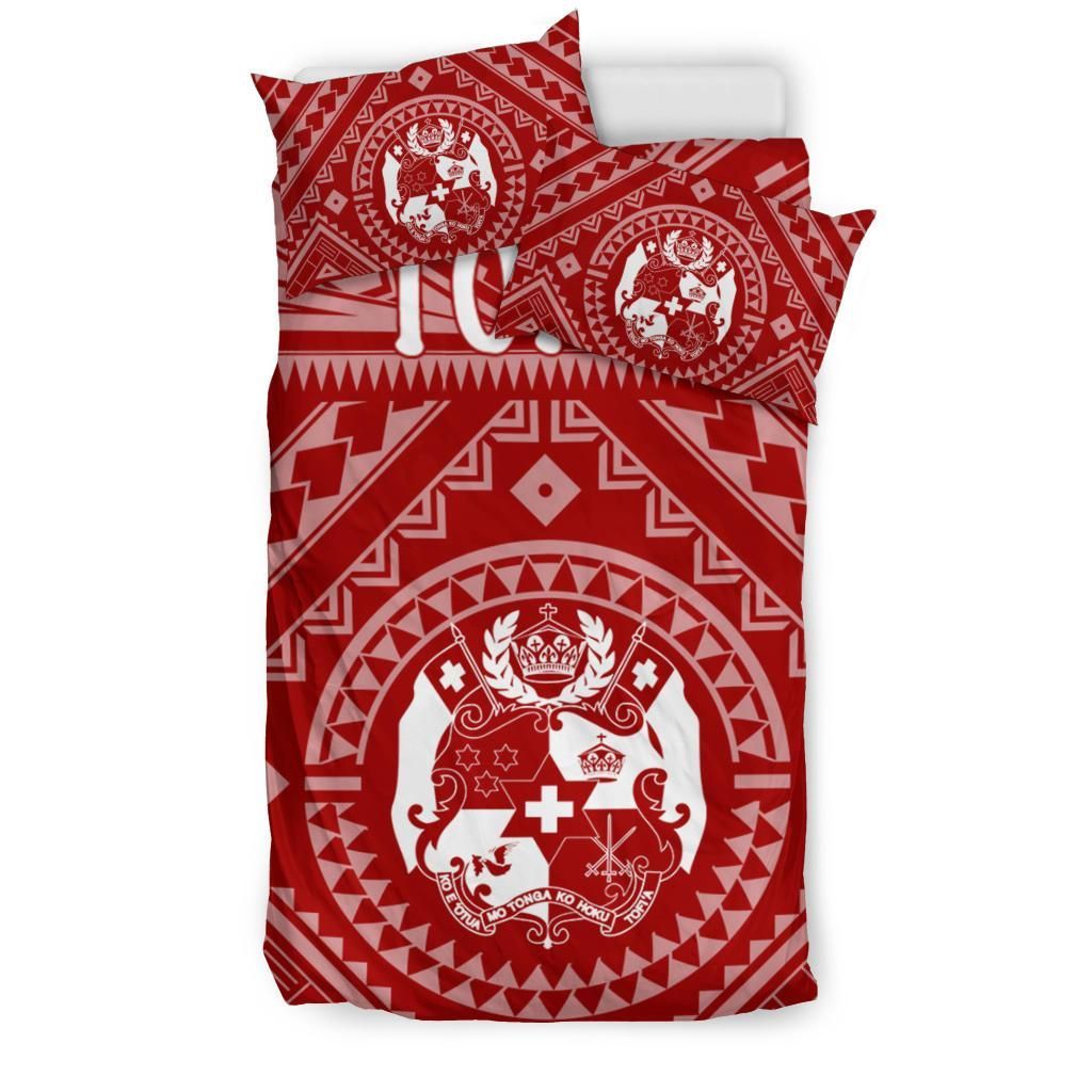Tonga Bedding Set - Tonga Seal With Polynesian Tattoo Style (Red)