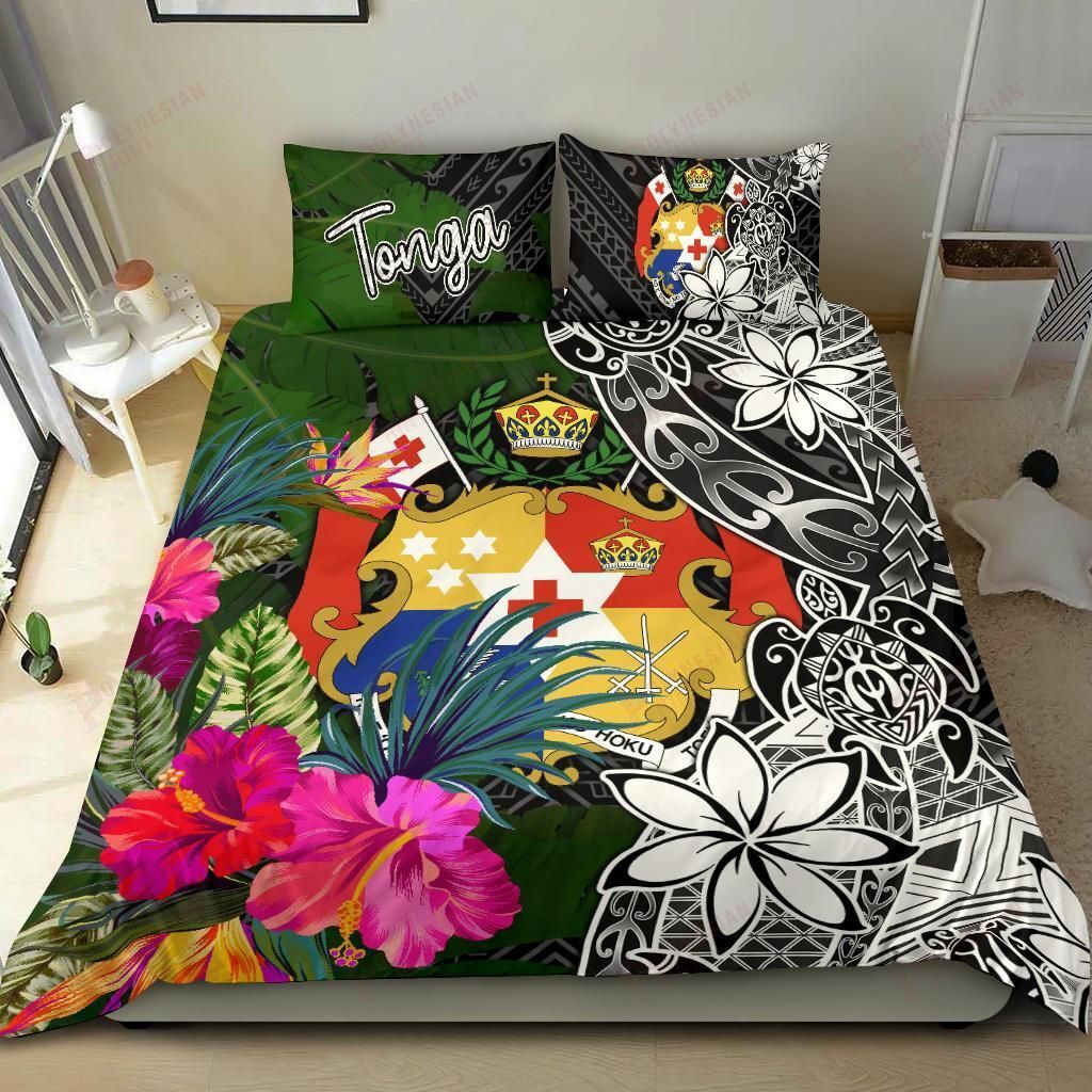 Tonga Bedding Set - Turtle Plumeria Banana Leaf