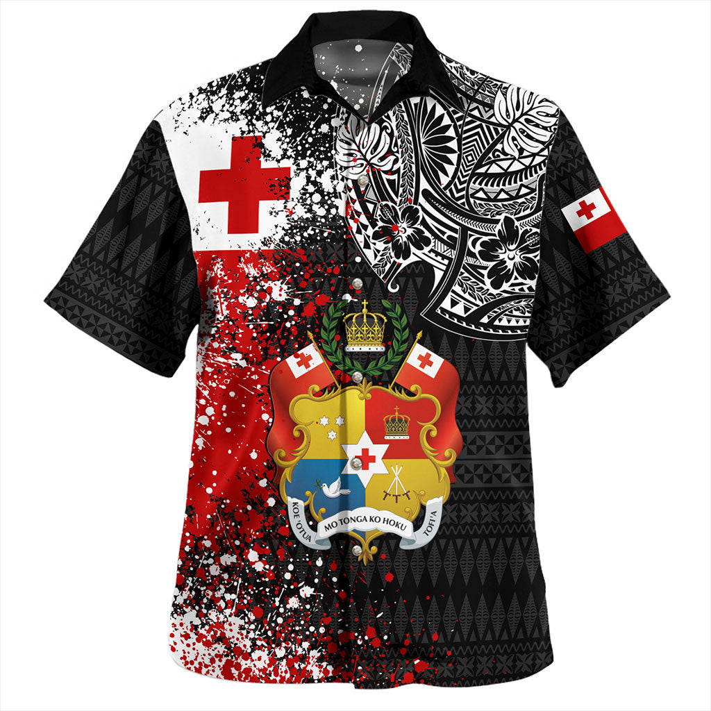 Tonga Hawaiian Shirt Flag Brush Paint Style