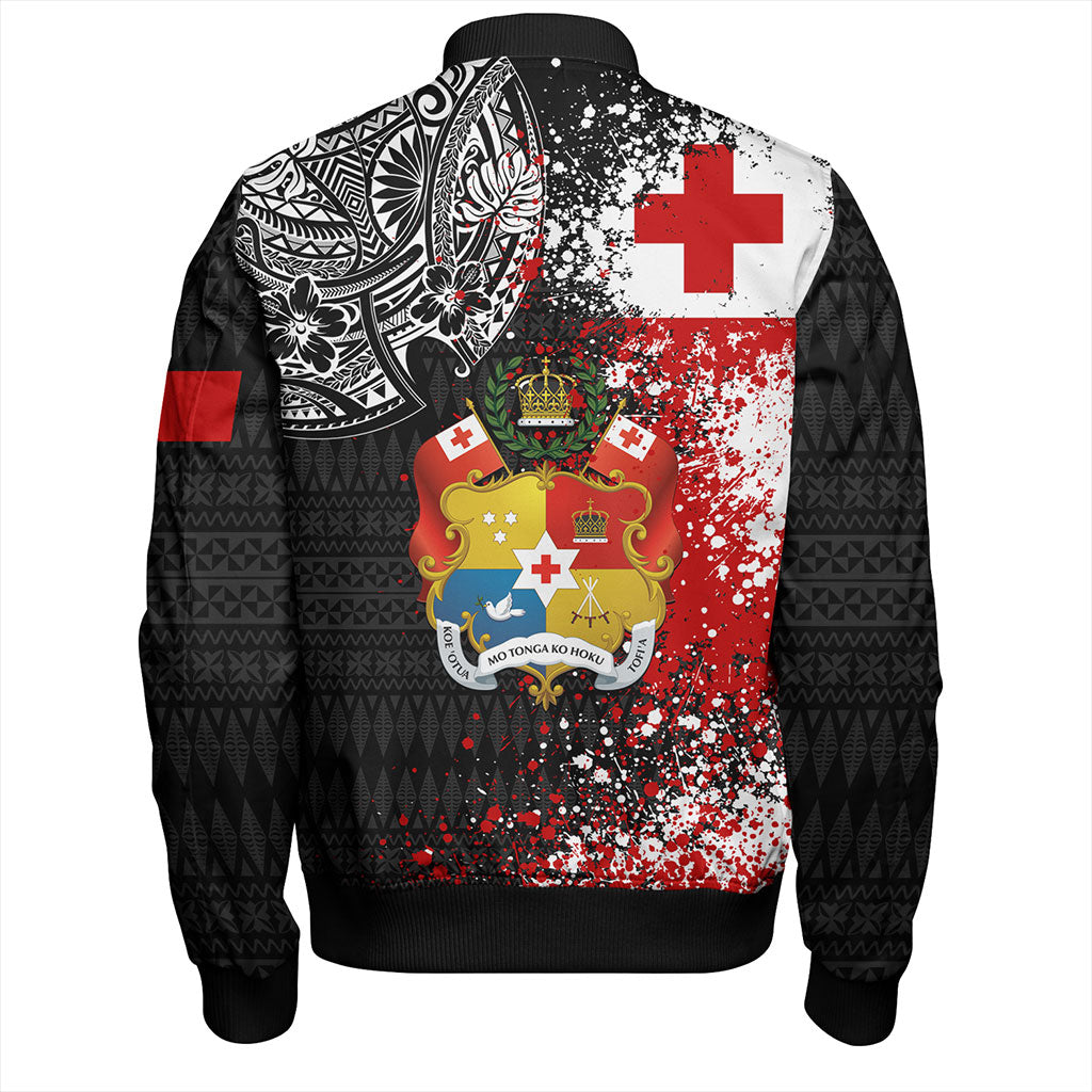 Tonga Bomber Jacket Flag Brush Paint Style