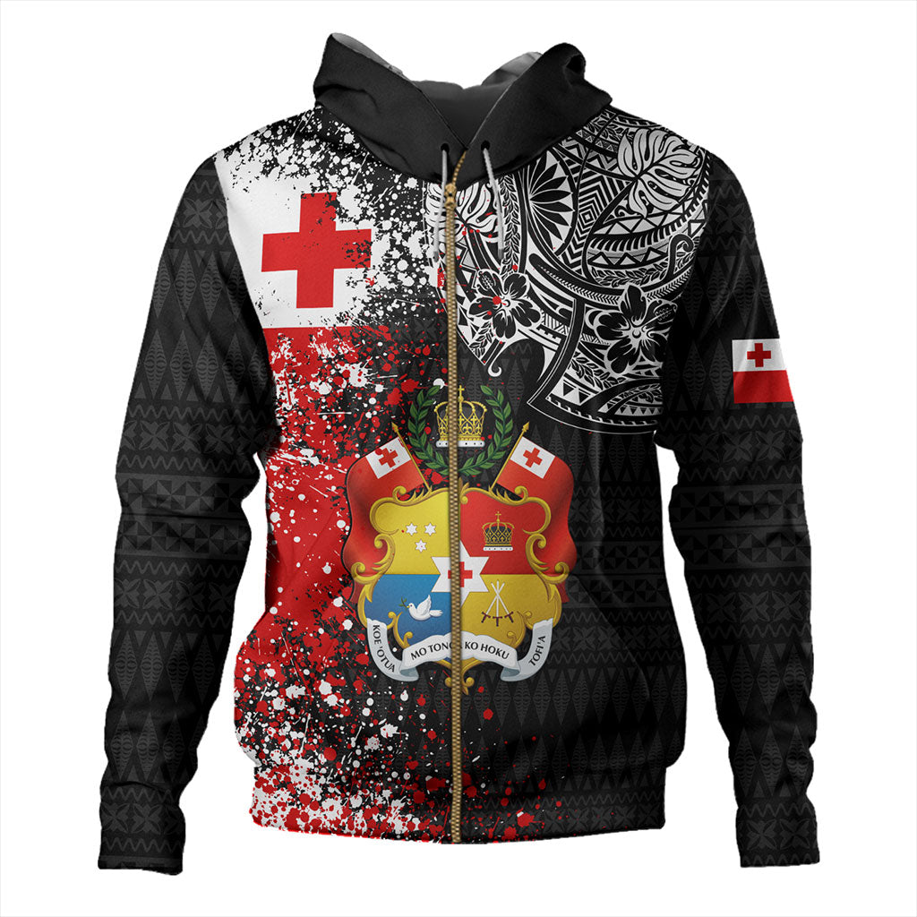 Tonga Hoodie Flag Brush Paint Style