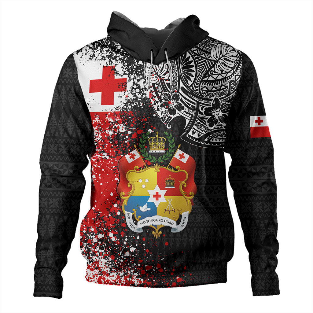 Tonga Hoodie Flag Brush Paint Style