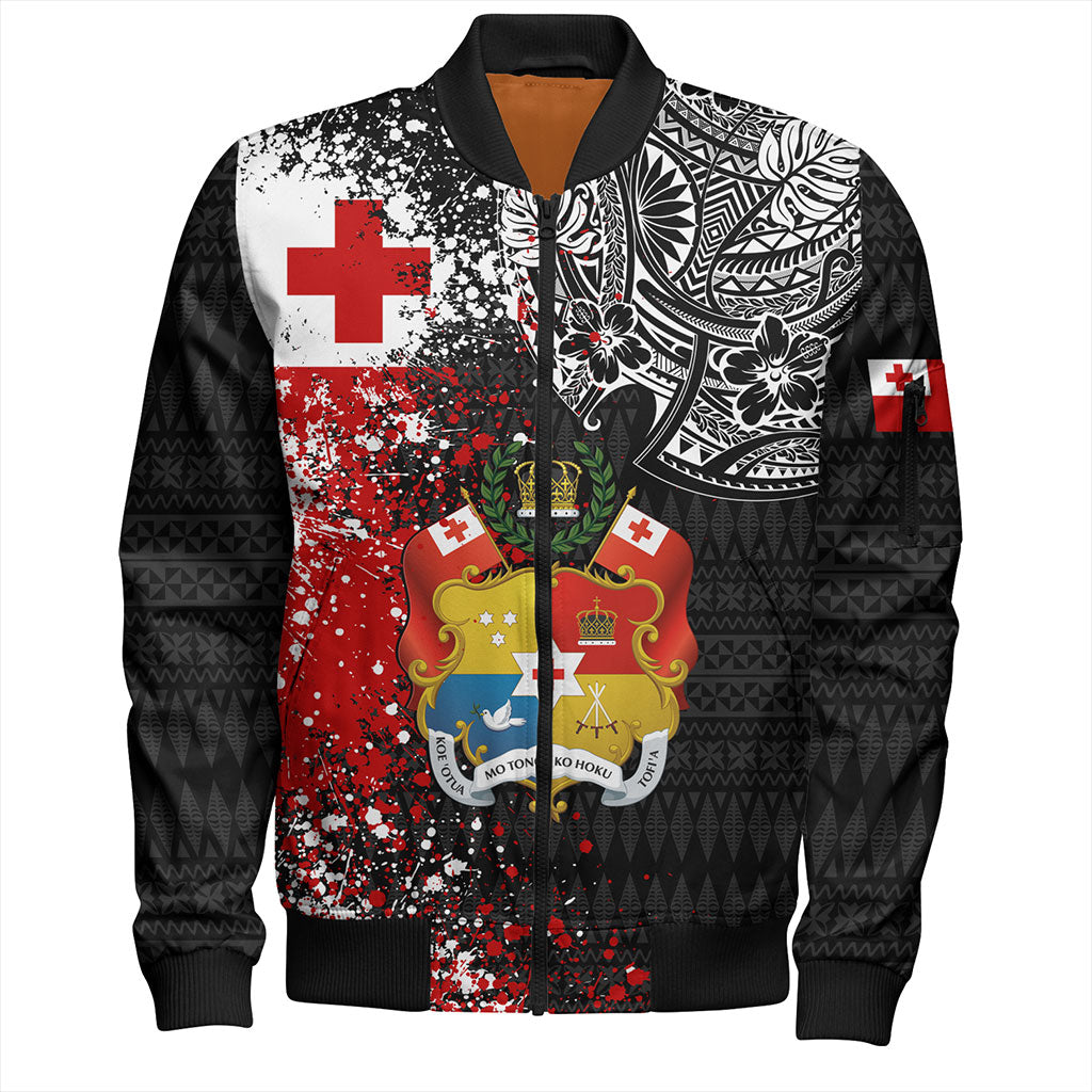 Tonga Bomber Jacket Flag Brush Paint Style