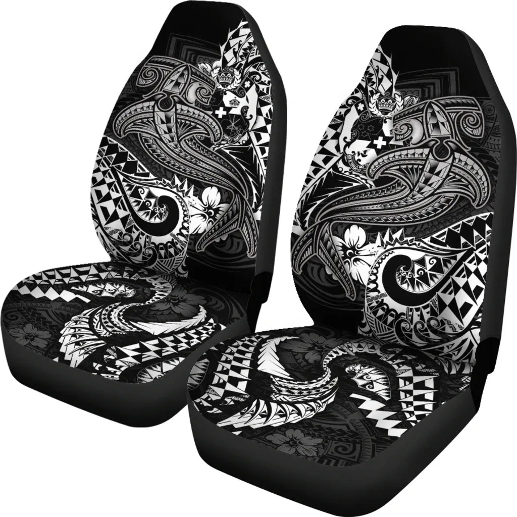 Tonga Car Seat Covers  - White Shark Polynesian Tattoo