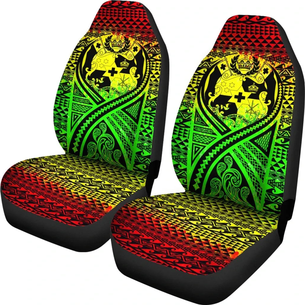 Tonga Car Seat Cover - Tonga Coat Of Arms Polynesian Tattoo Reggae