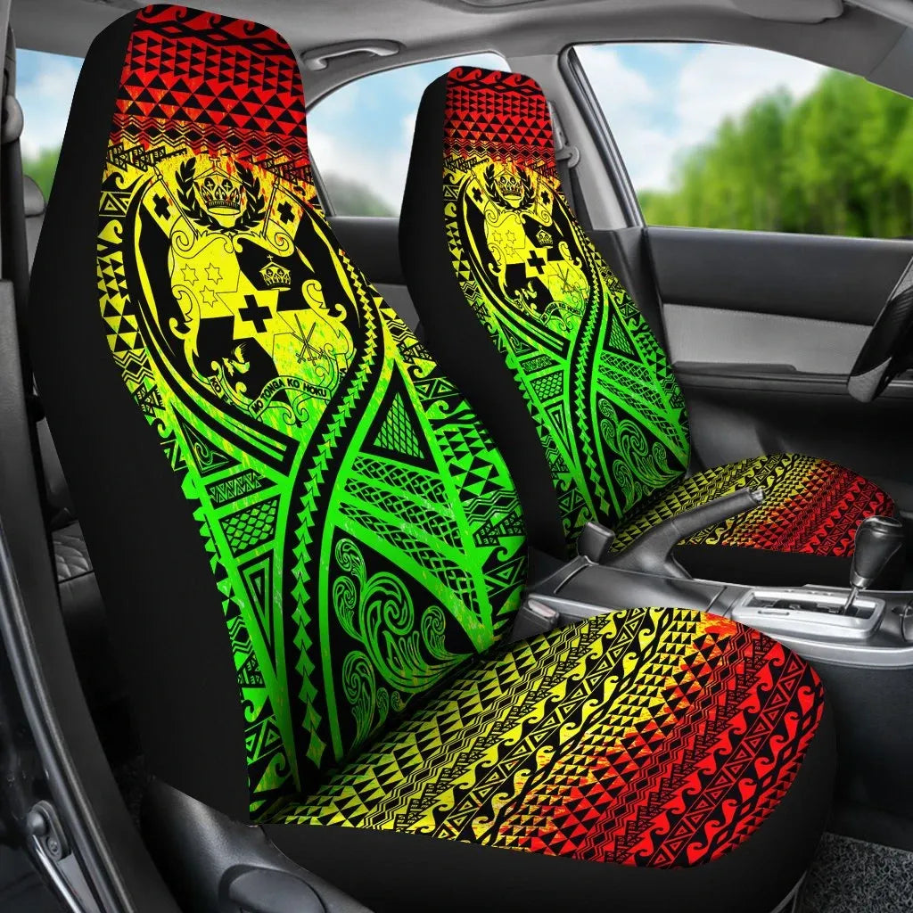 Tonga Car Seat Cover - Tonga Coat Of Arms Polynesian Tattoo Reggae