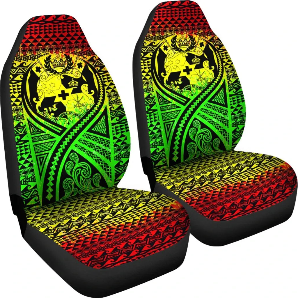Tonga Car Seat Cover - Tonga Coat Of Arms Polynesian Tattoo Reggae