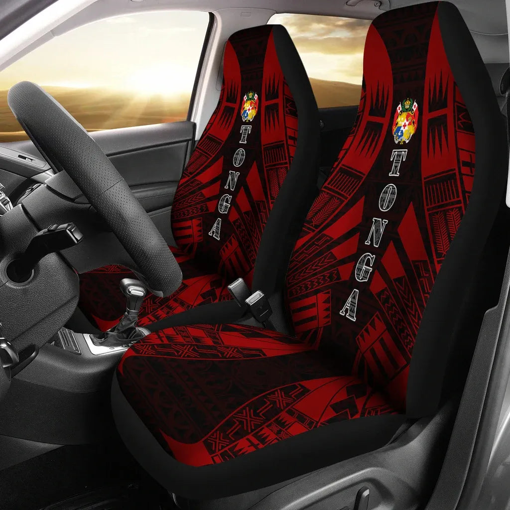 Tonga Car Seat Covers - Tonga Coat Of Arms Polynesian Tattoo Red