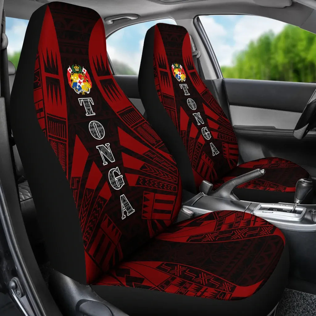 Tonga Car Seat Covers - Tonga Coat Of Arms Polynesian Tattoo Red