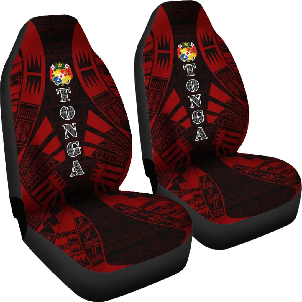 Tonga Car Seat Covers - Tonga Coat Of Arms Polynesian Tattoo Red