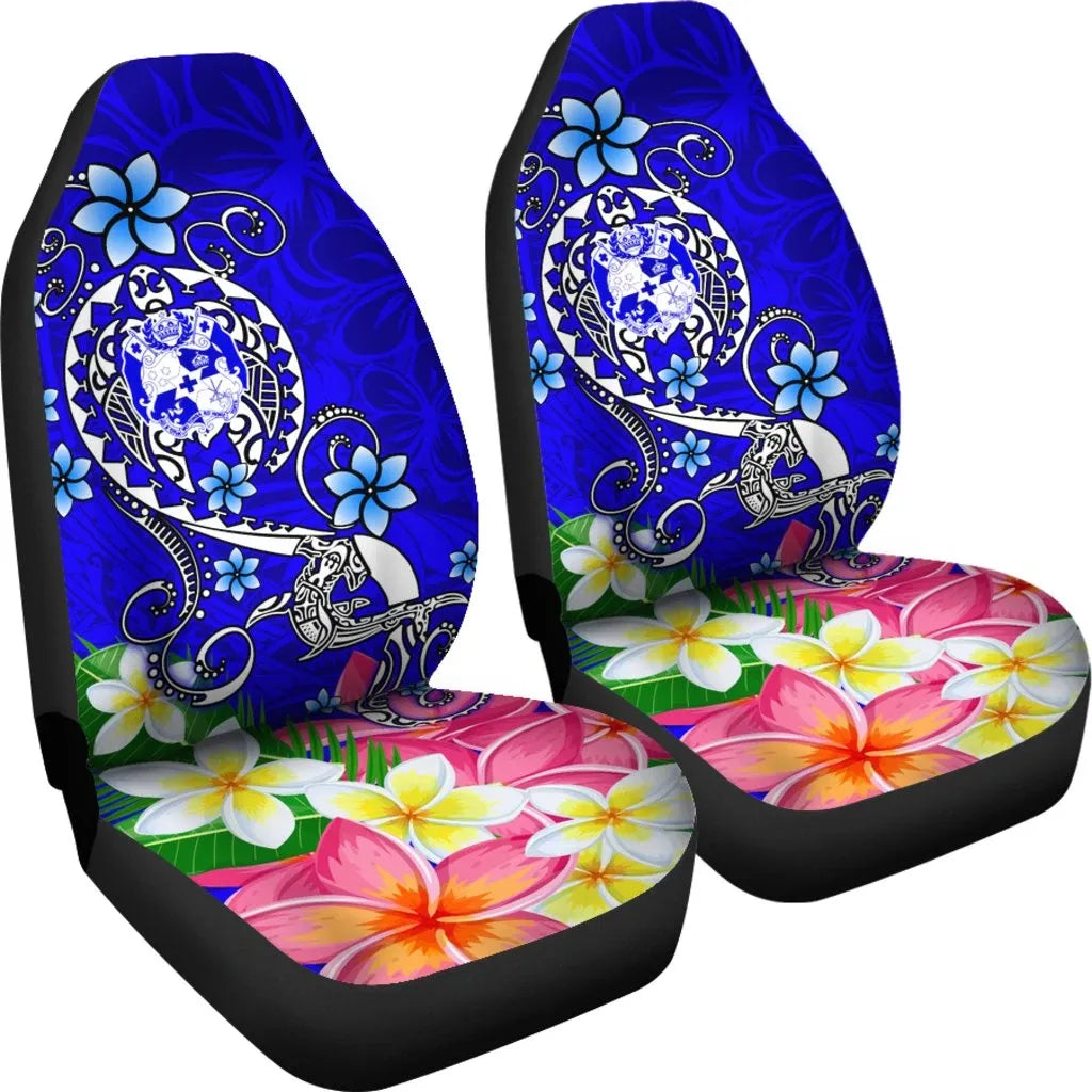 Tonga Car Seat Covers - Turtle Plumeria (Blue)