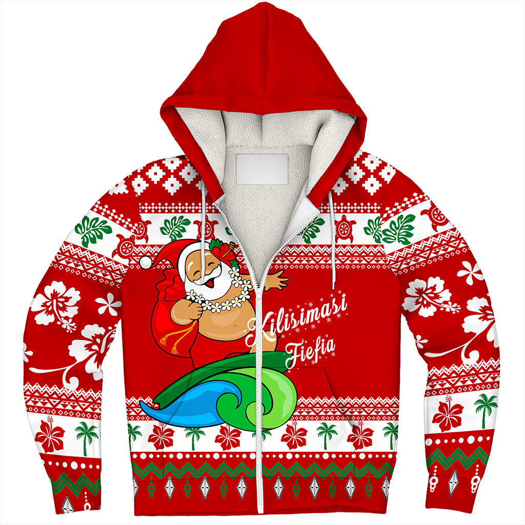Tonga Sherpa Hoodie Santa Claus Ho Ho Ho Christmas