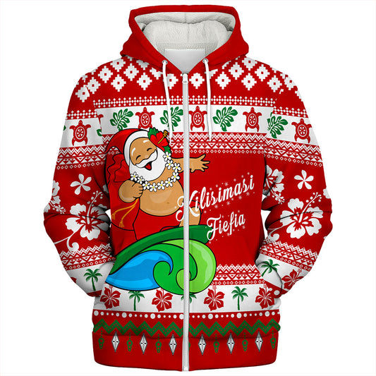 Tonga Sherpa Hoodie Santa Claus Ho Ho Ho Christmas