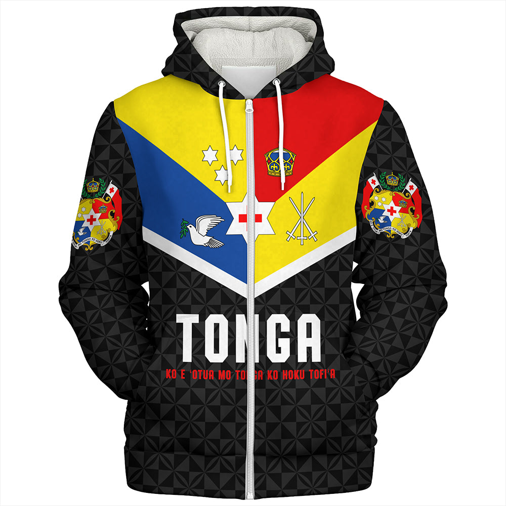Tonga Sherpa Hoodie Custom Coat Of Arm Sport Style
