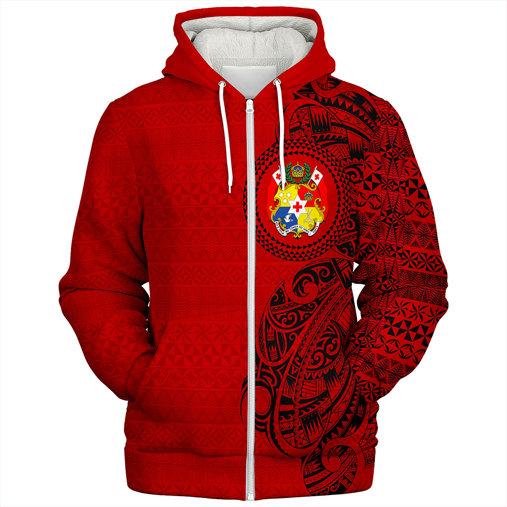 Tonga Sherpa Hoodie Coat Of Arms Tribal Polynesian