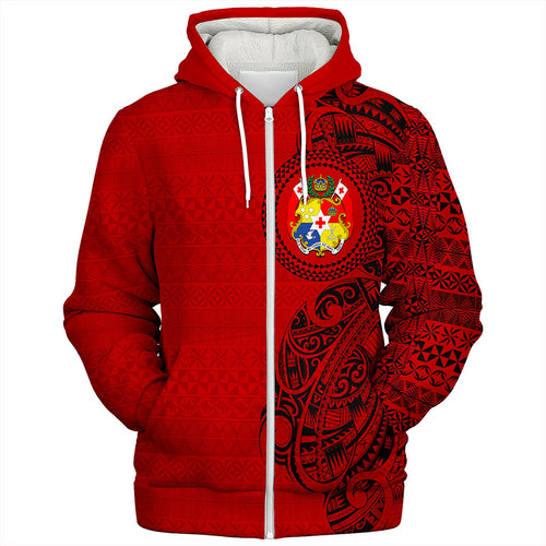 Tonga Sherpa Hoodie Coat Of Arms Tribal Polynesian