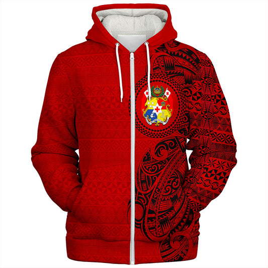 Tonga Sherpa Hoodie Coat Of Arms Tribal Polynesian