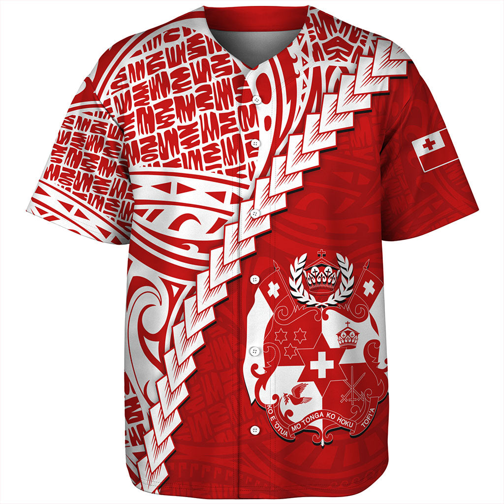 Tonga Baseball Shirt Lauhala Tribal Coat Of Arms