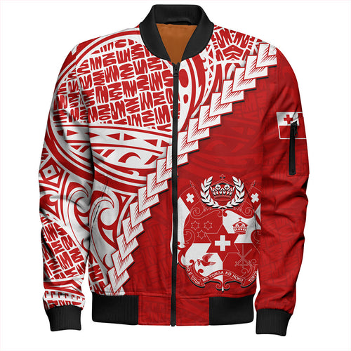 Tonga Bomber Jacket Lauhala Tribal Coat Of Arms