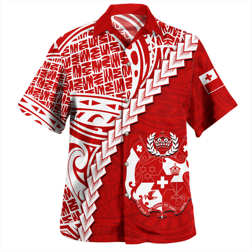 Tonga Hawaiian Shirt Lauhala Tribal Coat Of Arms