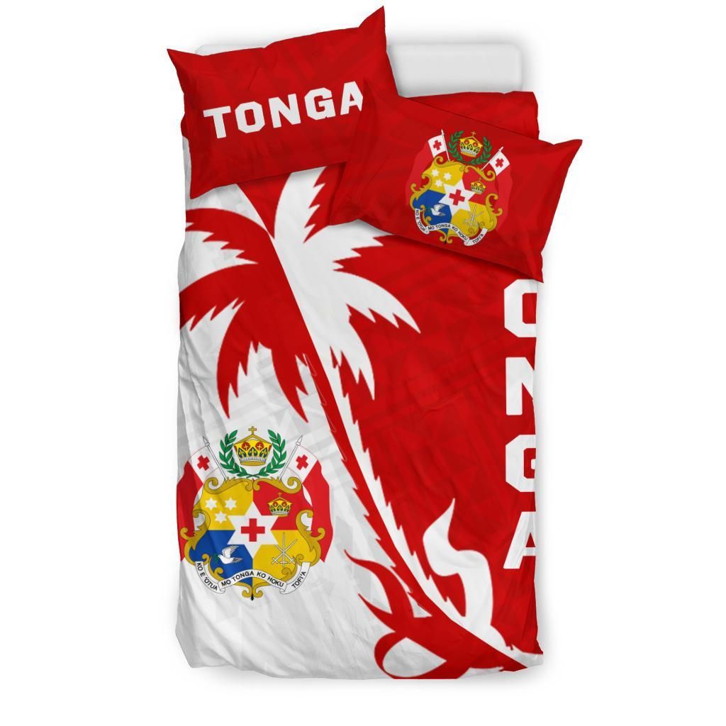 Tonga Duvet Cover Set - Tonga Coat Of Arms & Coconut Tree
