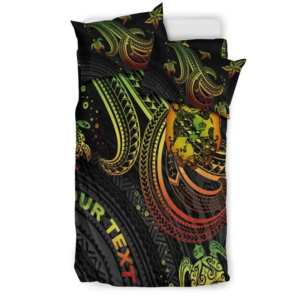Tonga Custom Personalised Bedding Set - Reggae Turtle