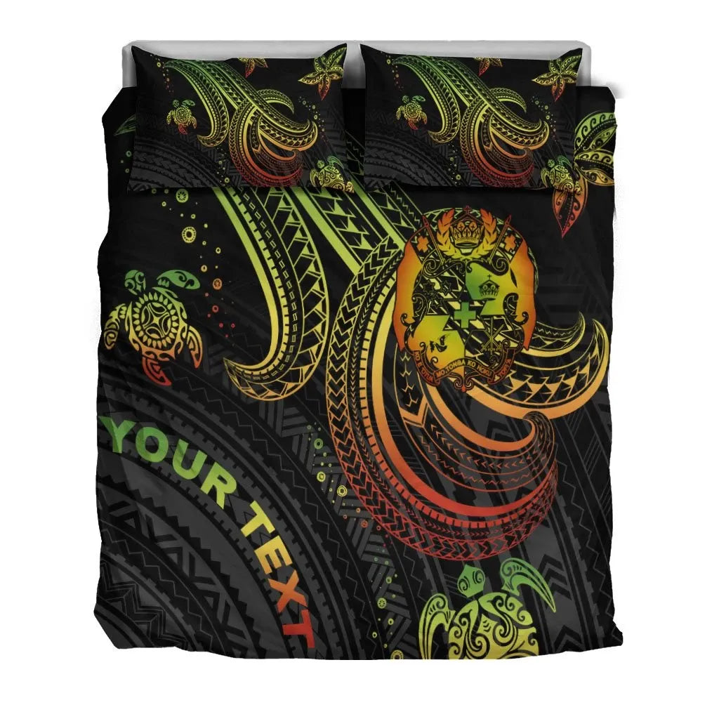 Tonga Custom Personalised Bedding Set - Reggae Turtle