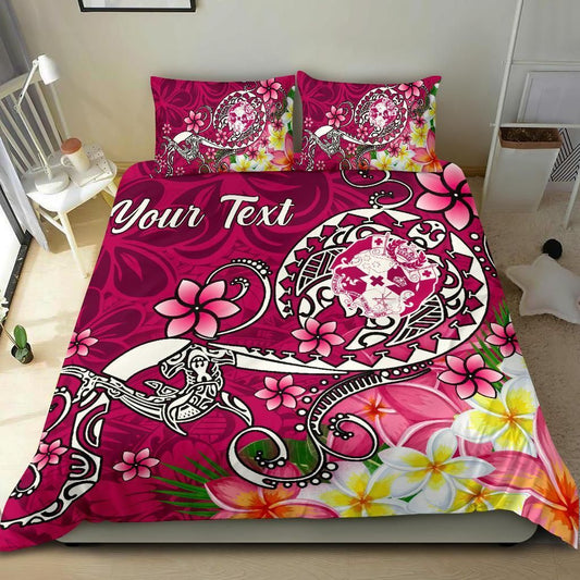 Tonga Custom Personalised Bedding Set - Turtle Plumeria (Pink)