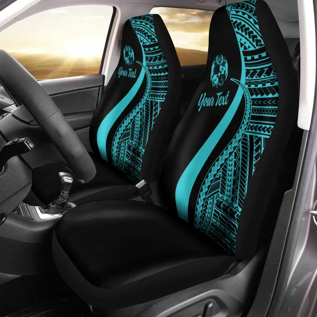Tonga Custom Personalised Car Seat Covers - Turquoise Polynesian Tentacle Tribal Pattern