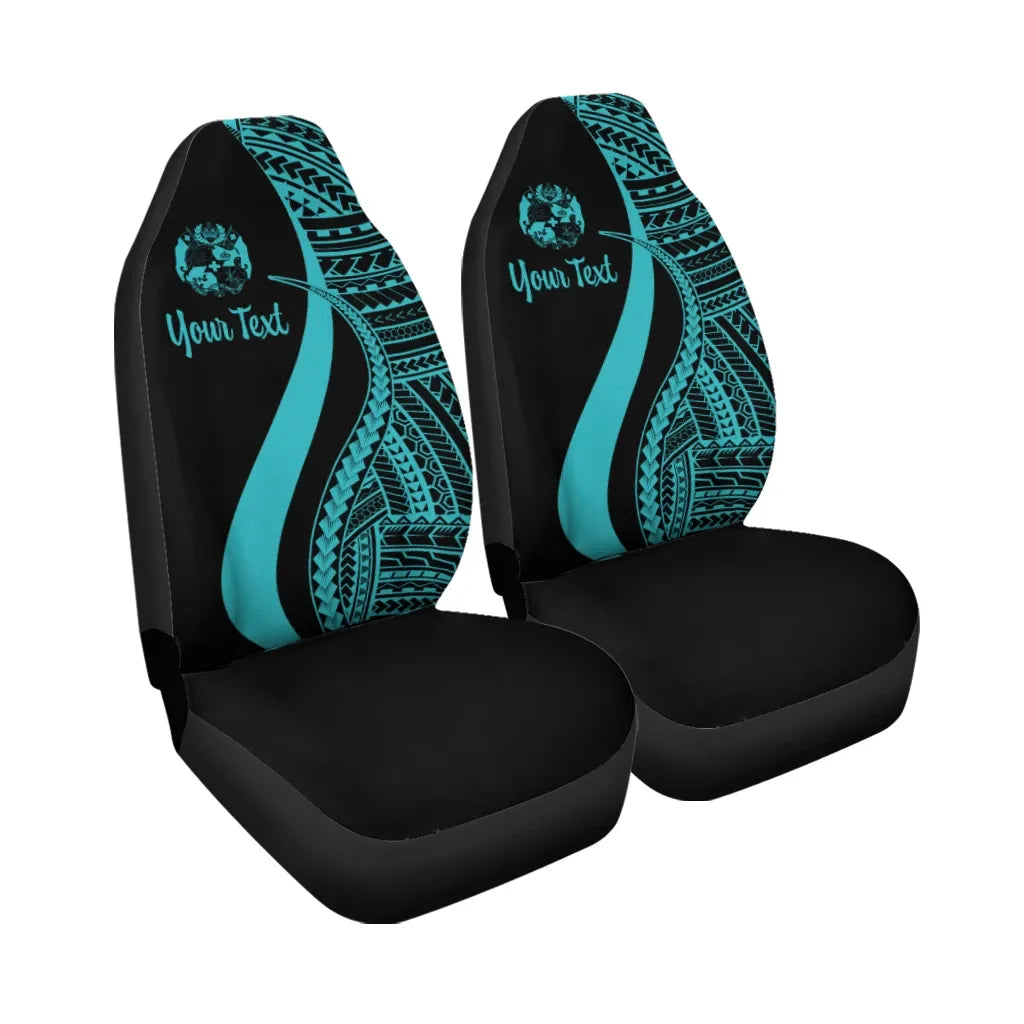 Tonga Custom Personalised Car Seat Covers - Turquoise Polynesian Tentacle Tribal Pattern