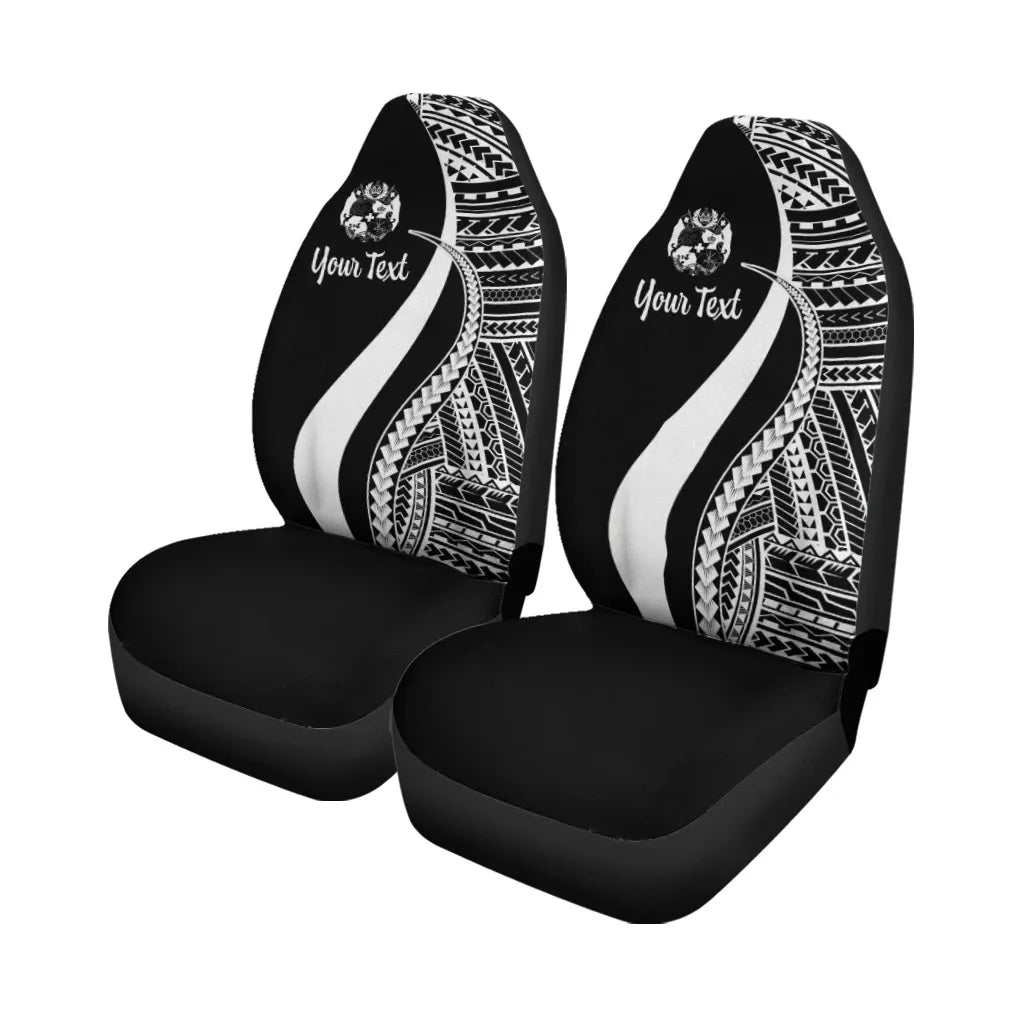 Tonga Custom Personalised Car Seat Covers - White Polynesian Tentacle Tribal Pattern