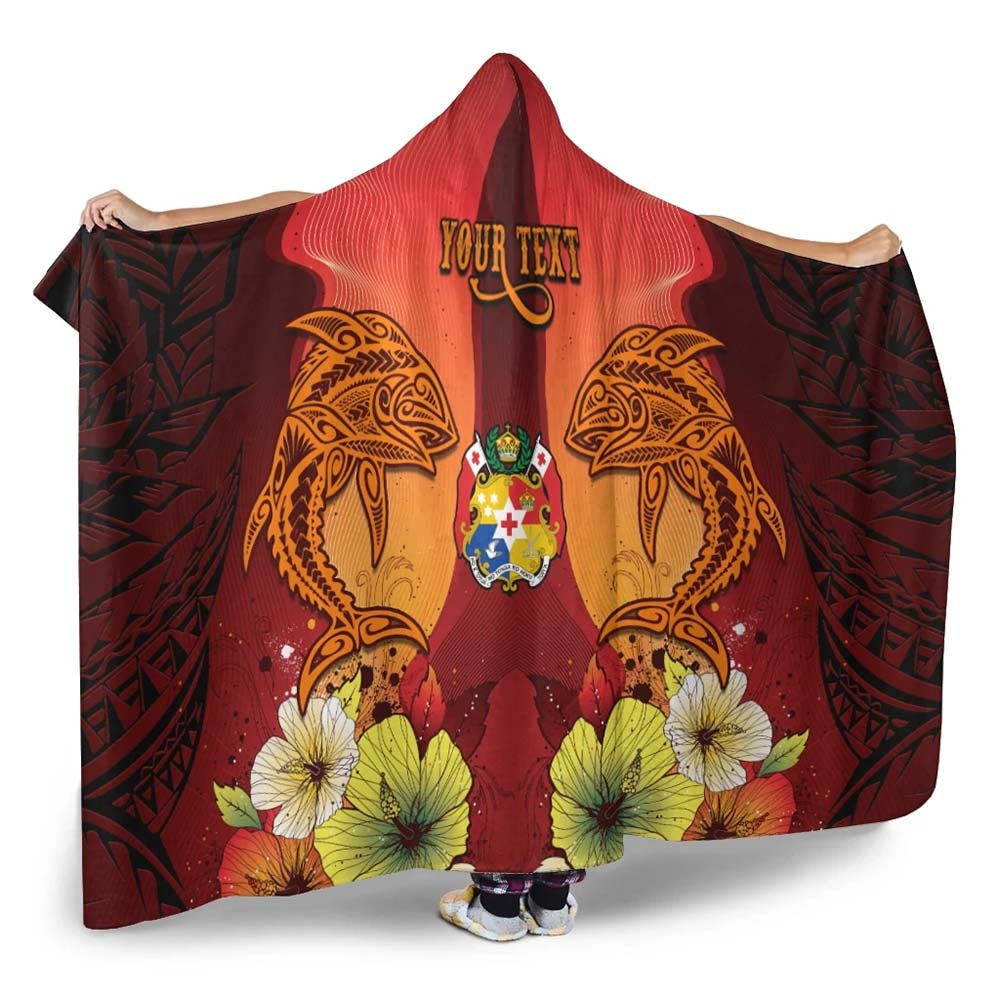Tonga Custom Personalised Hooded Blankets - Tribal Tuna Fish
