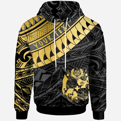 Tonga - Custom Personalised Hoodie - Tonga Ginger Lei Pattern Gold