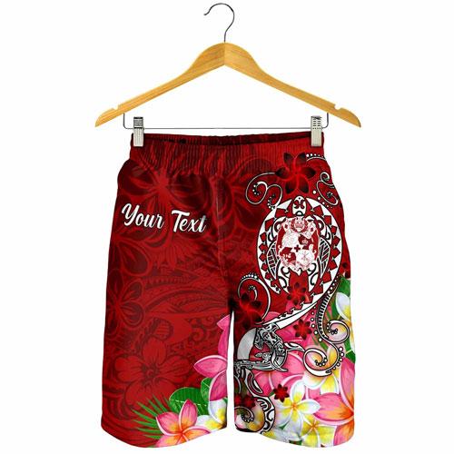 Tonga Custom Personalised Men Shorts - Turtle Plumeria (Red)