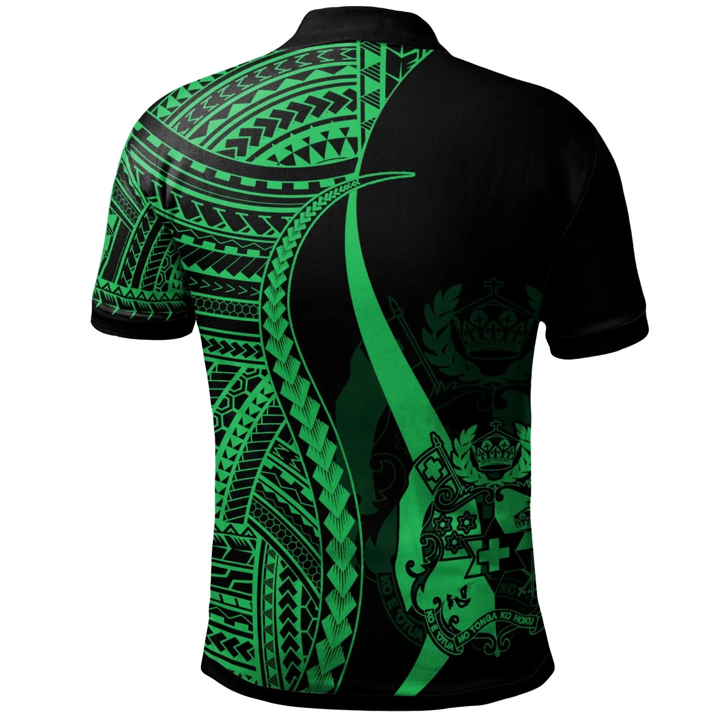 Tonga Custom Personalised Polo Shirt Green - Polynesian Tentacle Tribal Pattern
