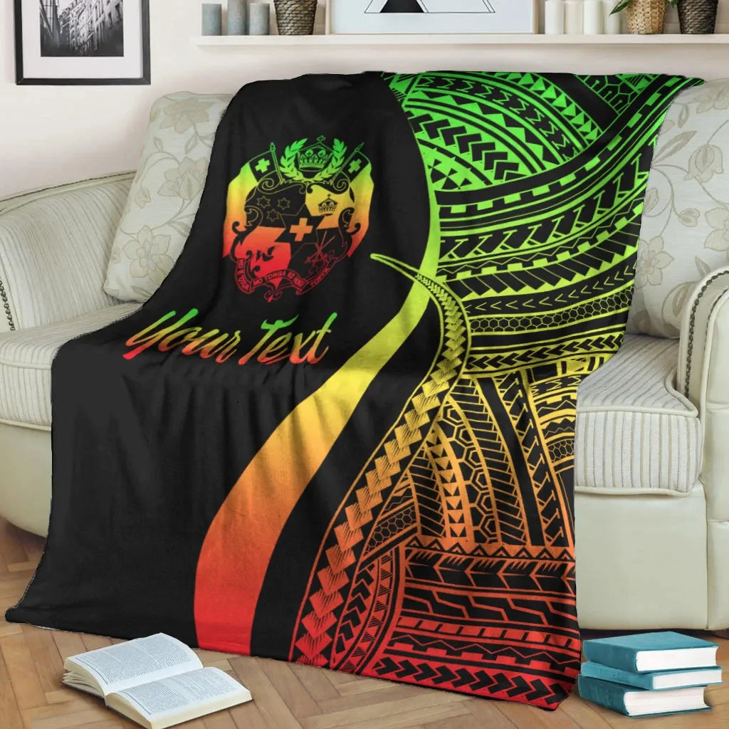Tonga Custom Personalised Premium Blanket - Reggae Polynesian Tentacle Tribal Pattern