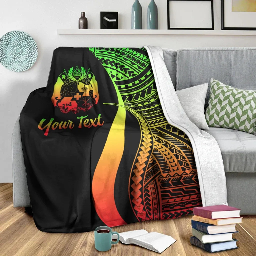 Tonga Custom Personalised Premium Blanket - Reggae Polynesian Tentacle Tribal Pattern