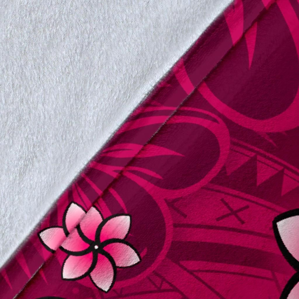 Tonga Custom Personalised Premium Blanket - Turtle Plumeria (Pink)