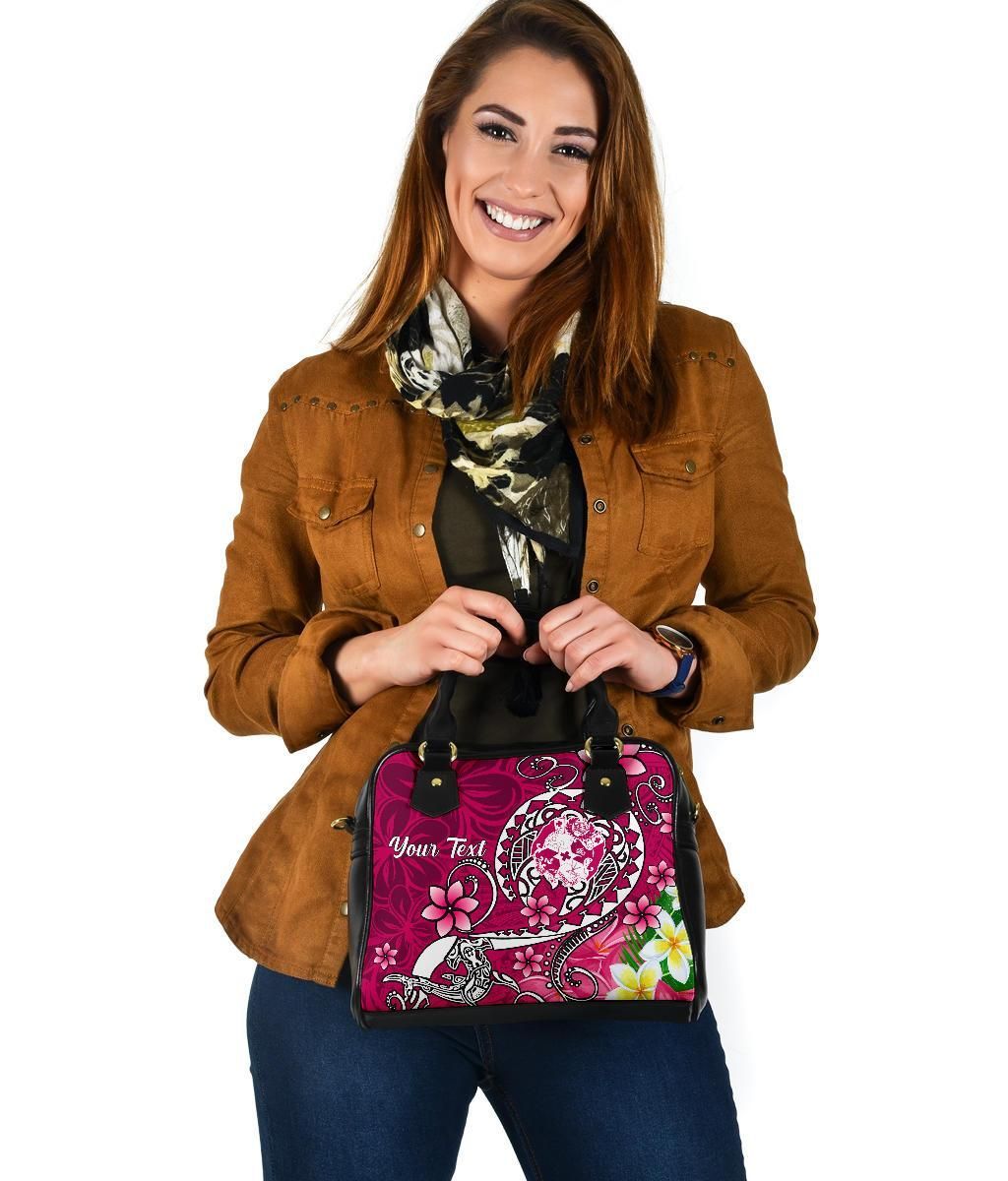 Tonga Custom Personalised Shoulder Handbag - Turtle Plumeria (Pink)