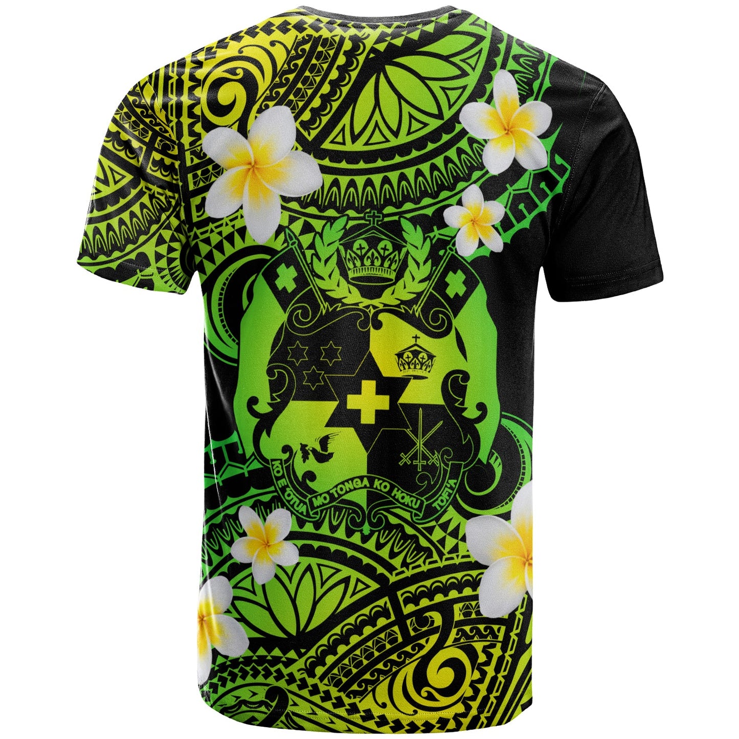 Tonga Custom Personalised T-Shirt - Plumeria Polynesian Vibe Green