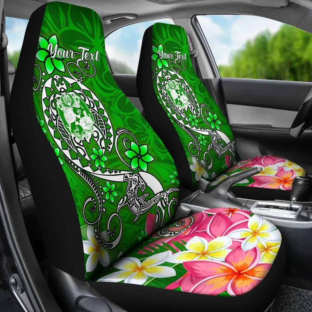 Tonga Custom PersonalisedCar Seat Covers - Turtle Plumeria (Green)