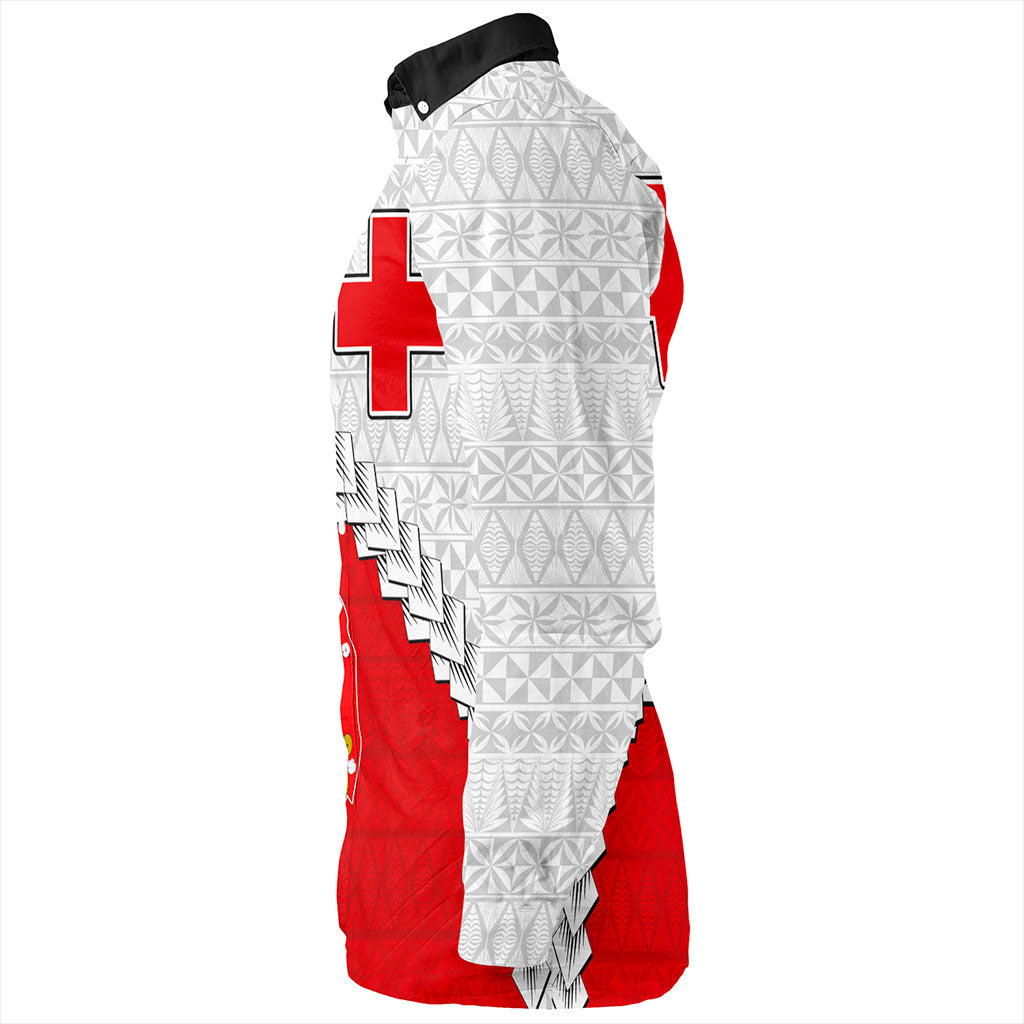Tonga Long Sleeve Shirt Design Flag With Ngatu Pattern