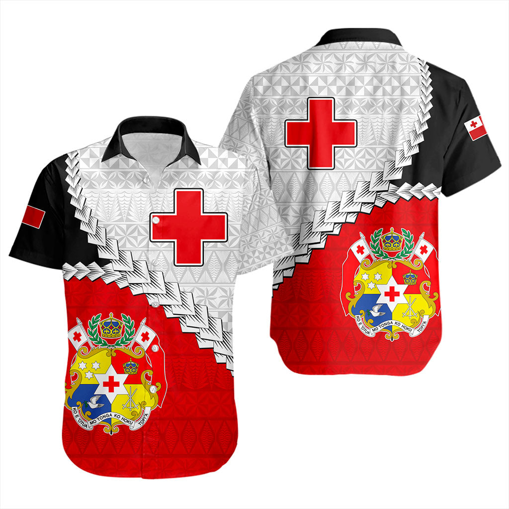 Tonga Short Sleeve Shirt Design Flag With Ngatu Pattern