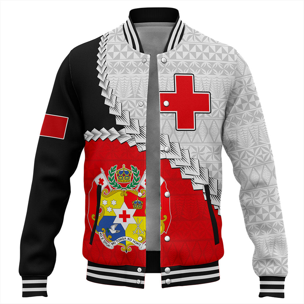Tonga Baseball Jacket Design Flag With Ngatu Pattern