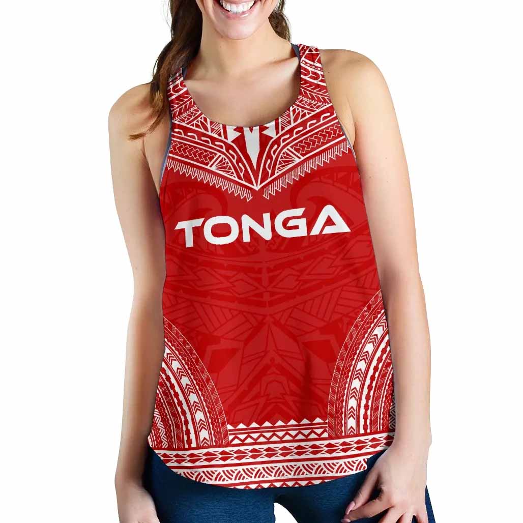 Tonga Women Racerback Tank - Polynesian Chief Flag Version