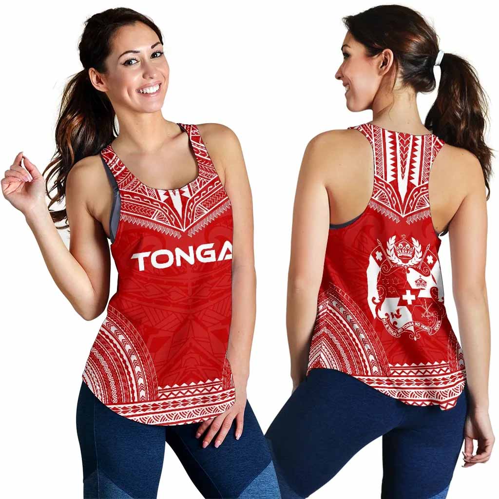 Tonga Women Racerback Tank - Polynesian Chief Flag Version