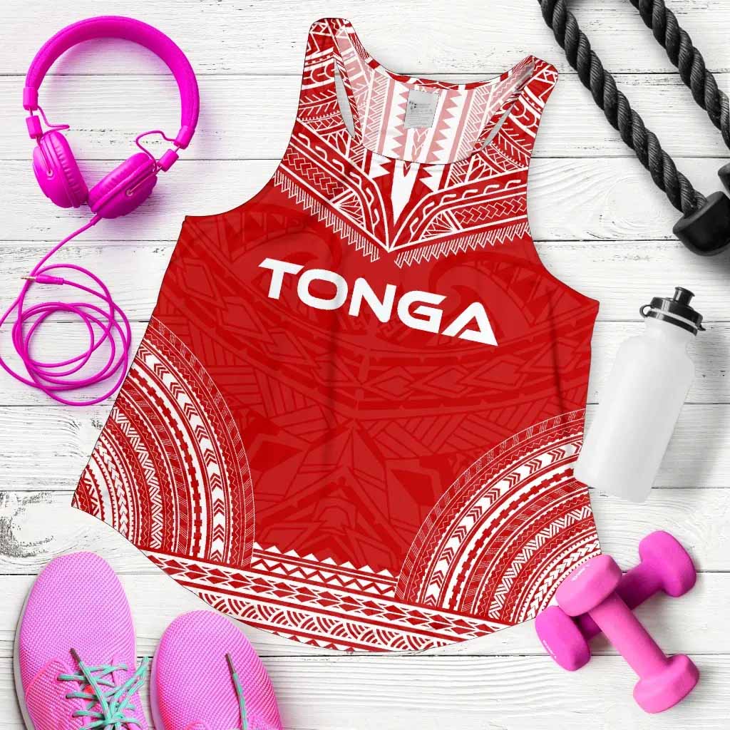 Tonga Women Racerback Tank - Polynesian Chief Flag Version